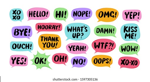 Set of comic speech bubbles. Chat, communication concept. Vector illustration