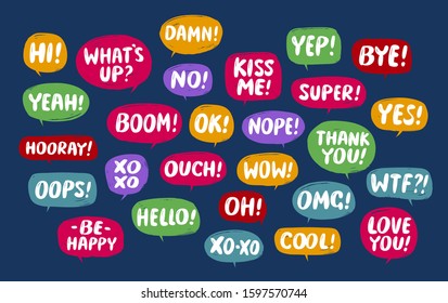 Set of comic speech bubbles. Conversation vector illustration