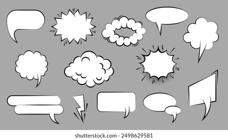 Set of comic speech bubbles. creative comics book conversation chat. space for text