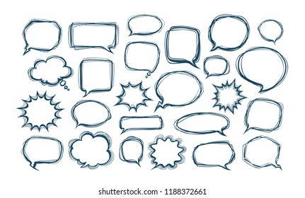 Set of comic speech bubbles. Doodle vector illustration