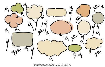  set of comic speech bubbles, element mcozy, beige, colorful