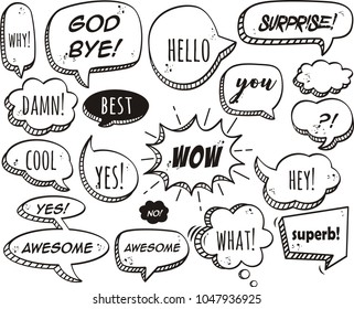 A set of comic speech bubbles and elements