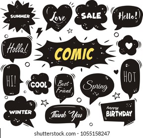 A set of comic speech bubbles and elements