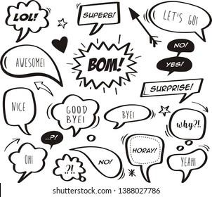 A set of comic speech bubbles and elements