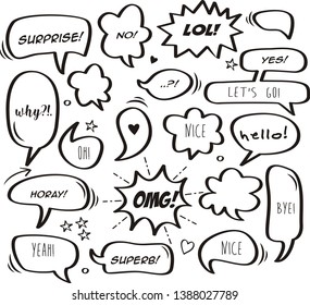 A set of comic speech bubbles and elements