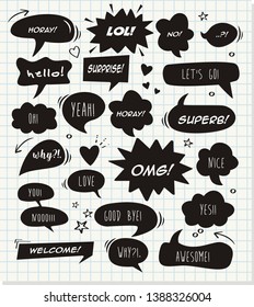 A set of comic speech bubbles and elements