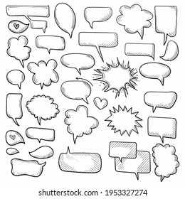 Set of comic speech bubbles and elements. Vector illustration.