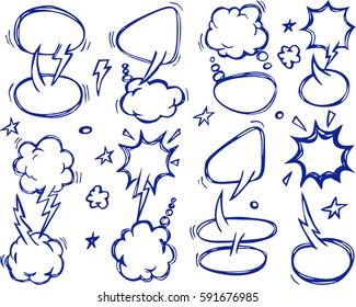 A set of comic speech bubbles and elements , hand drawn speech bubble.