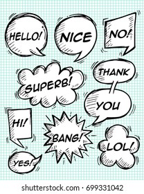 A set of comic speech bubbles and elements
