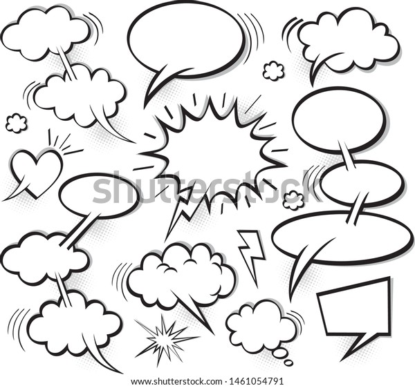 Set Comic Speech Bubbles Elements Halftone Stock Vector (Royalty Free ...