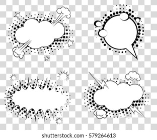 Set Comic speech bubbles with halftone triangles shadows. Vector illustration eps 10 isolated on background