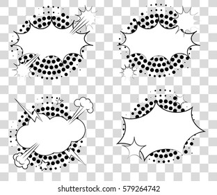 Set Comic speech bubbles with halftone triangles shadows. Vector illustration eps 10 isolated on background
