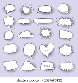 Set of comic speech bubbles isolated. Vector message bubble shapes comic style