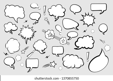 Set of Comic Speech Bubbles on gray background. Speech Bubbles icons. Comic Speech Bubble vector icons. Eps10