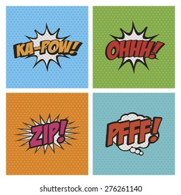 Set Of Comic Speech Bubbles On Colored Backgrounds. Vector Illustration