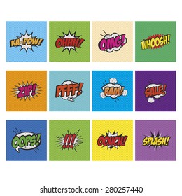 Set Of Comic Speech Bubbles On Colored Backgrounds. Vector Illustration