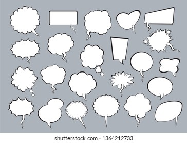 Set of comic speech bubbles with shadow. Vector Illustration and graphic elements. 