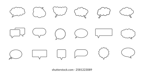 Set of Comic Speech Bubbles: Talk Bubble and Cloud Speech Bubbles Collection. Vector Illustration.