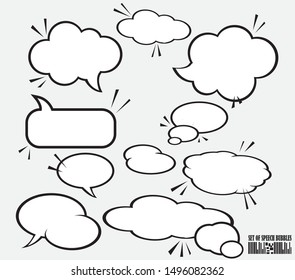 Set of comic speech bubbles for text. On a white background. Vector illustration