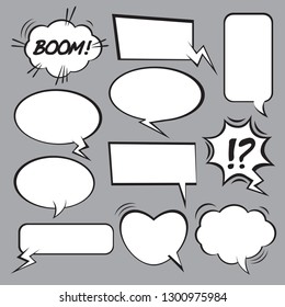 Set of comic speech bubbles. Vector Illustration and graphic elements.