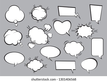 Set of comic speech bubbles. Vector Illustration, graphic element and outline icons.