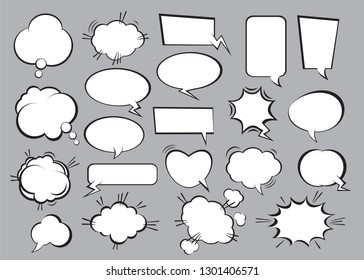 Set of comic speech bubbles. Vector Illustration and graphic elements. Set of comic speech bubbles. Vector Illustration and graphic elements.