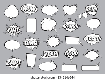 Set of comic speech bubbles. Vector Illustration and graphic elements.