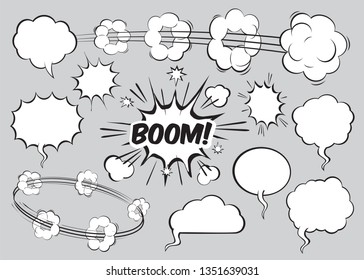 Set of comic speech bubbles. Vector Illustration and graphic elements.