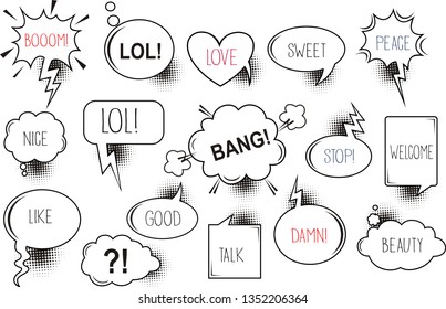 Set of comic speech bubbles. Vector Illustration and graphic elements