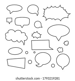 Set of comic speech bubbles. Vector illustration on a white background. Empty speech bubbles icons and elements.