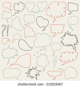 Set of comic speech bubbles. Vector illustration. Pastel background.