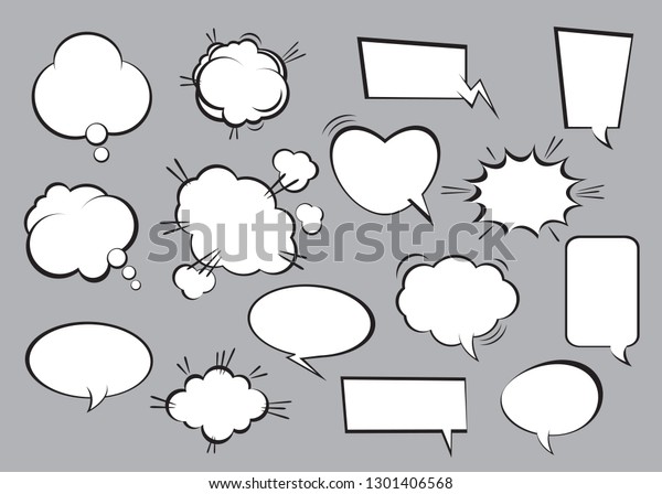 Set of comic speech bubbles. Vector\
Illustration, graphic element and outline\
icons.