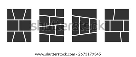 Set of comic strip or graphic novel templates. Anime book frame panels. Grids for manga page storyboard. Layouts for photo collage, magazine, poster or moodboard. Vector illustration.