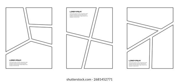 Conjunto de tiras de quadrinhos em estilo de linha para foto ou imagens modelo de layout de colagem quadro