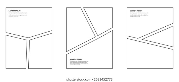 Conjunto de tiras de quadrinhos em estilo de linha para foto ou imagens modelo de layout de colagem quadro