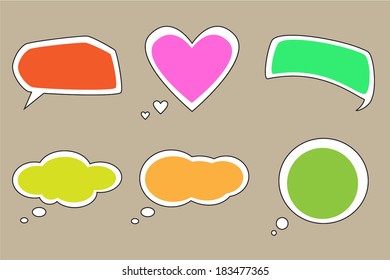 Set of comic style colorful speech bubbles