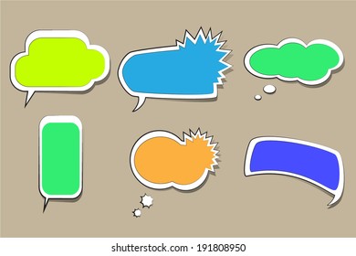 Set of comic style colorful speech bubbles