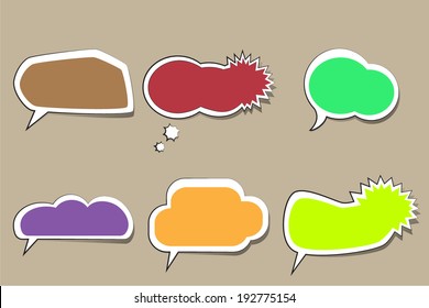 Set of comic style colorful speech bubbles