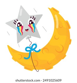 Conjunto de Pegatinas de Emoji de Luna de Estilo Cómico

