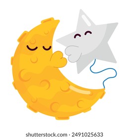Conjunto de Pegatinas de Emoji de Luna de Estilo Cómico

