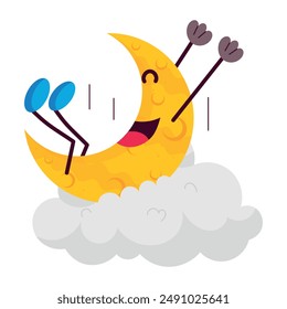 Set of Comic Style Moon Emoji Stickers

