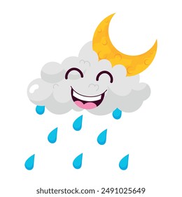 Set of Comic Style Moon Emoji Stickers

