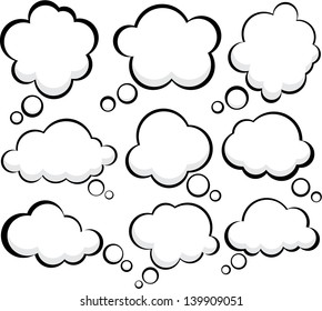 Set of comic style speech bubbles. Vector clouds. Eps10.