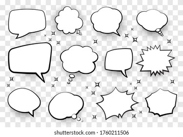 Set of comic style speech bubbles for your design. Vector illustration.