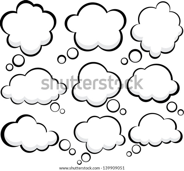 Set\
of comic style speech bubbles. Vector clouds.\
Eps10.