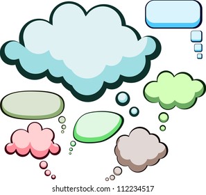 Conjunto de burbujas de color de voz de estilo cómico. Ilustración vectorial.