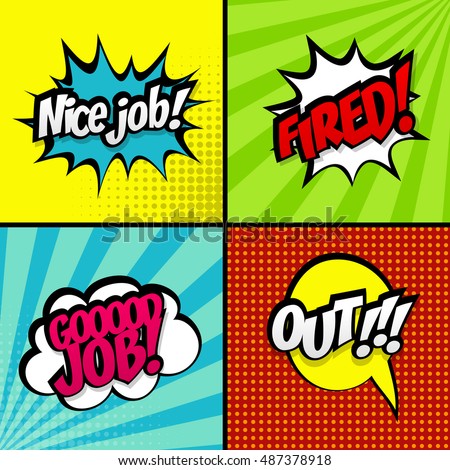 Set Comic Text Good Work Vector Stock Vector Royalty Free