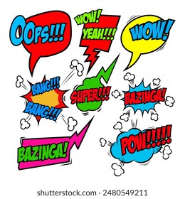 Set of comic text, Pop art style phrases
