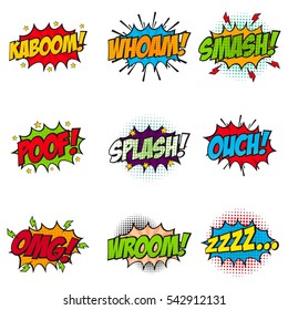 Set of Comic Text, Pop Art style.Cartoon sound effect.