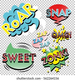 Set of Comic Text, Pop Art style. Vector illustration